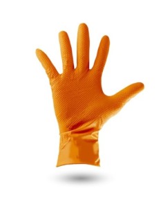 GUANTE NITRILO DIAMANTADO NARANJA