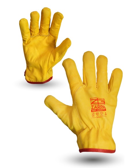 GUANTE PIEL FLOR AMARILLO CALIDAD EXTRA