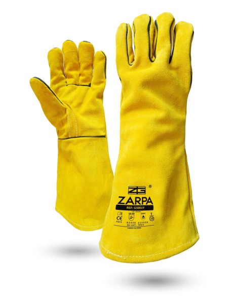 GUANTE SERRAJE SOLDADOR AMARILLO REFORZADO - MANO IZQUIERDA