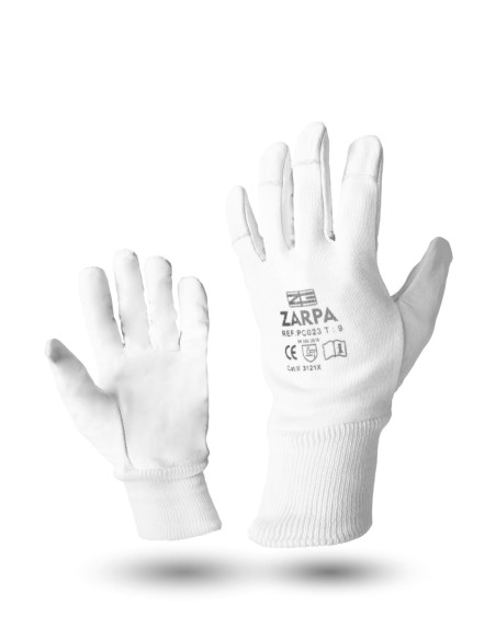 GUANTE PIEL FLOR DORSO ALGODÓN PUÑO ELÁSTICO